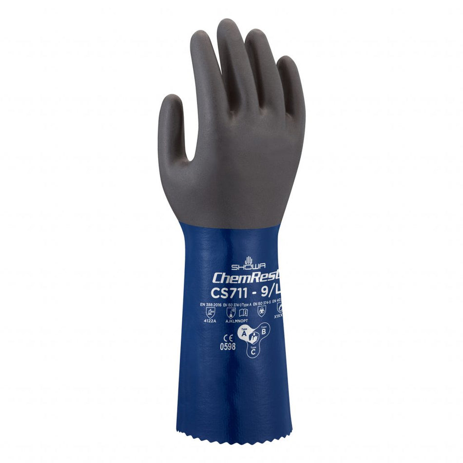 Showa 711 Blauw/zwart, mt 7-S