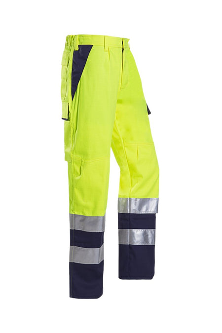013V Broek Royan fluo geel/marine R58