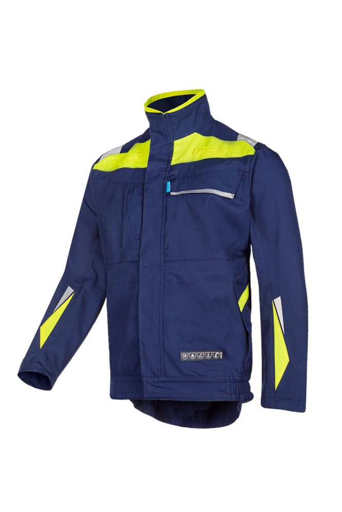 074V Blouson Laruns z.blauw/fluo geel 44