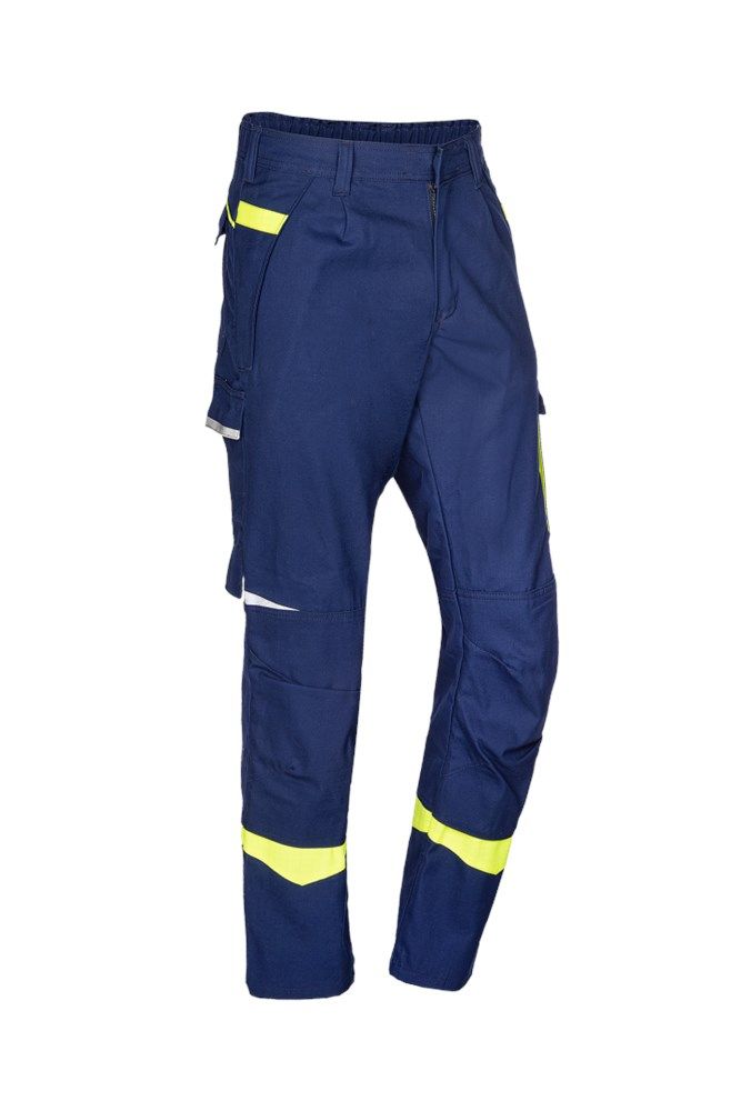 075V Broek Barcus z.blauw/fluo geel R44