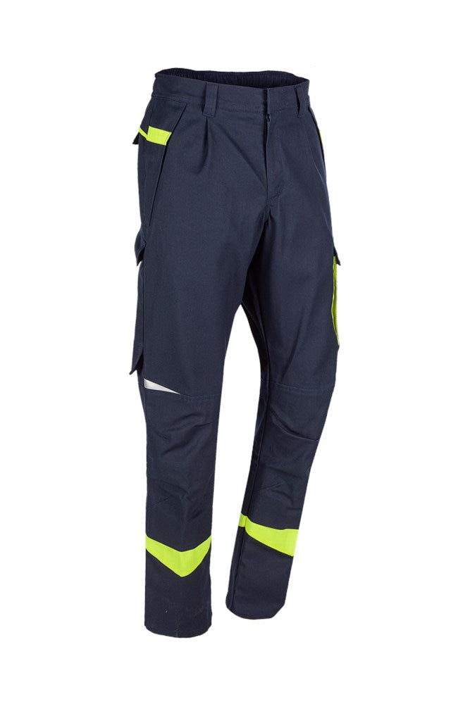 075V Broek Barcus marine/fluo geel R44