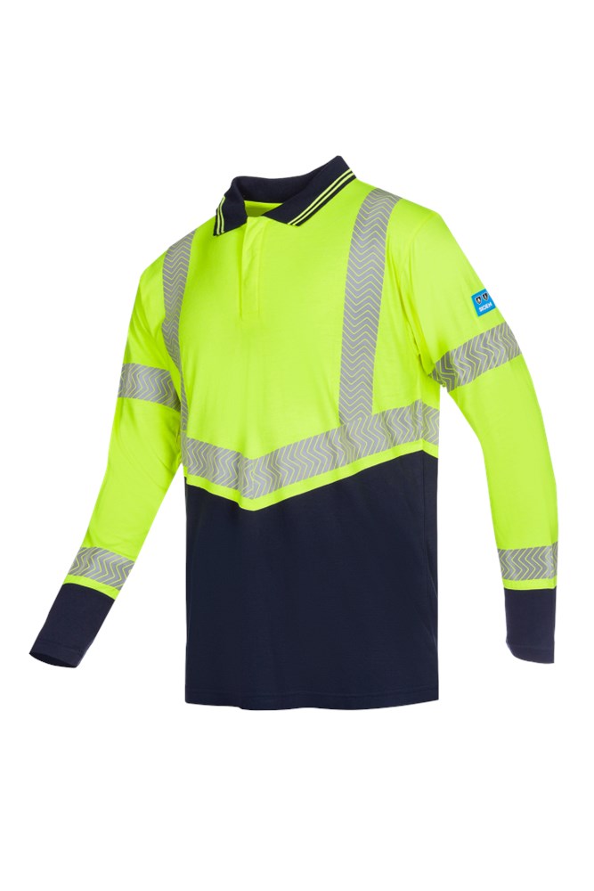 540A Polo Arran fluo geel/marine S