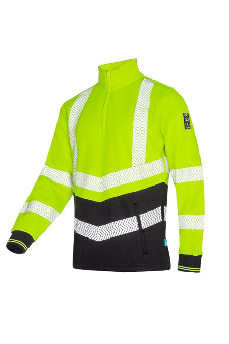 616A Sweater Corran Fluo Geel/Marine XL