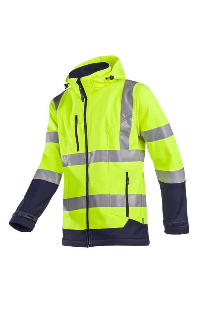 9933 Softshell Fuller fl geel/blauw S