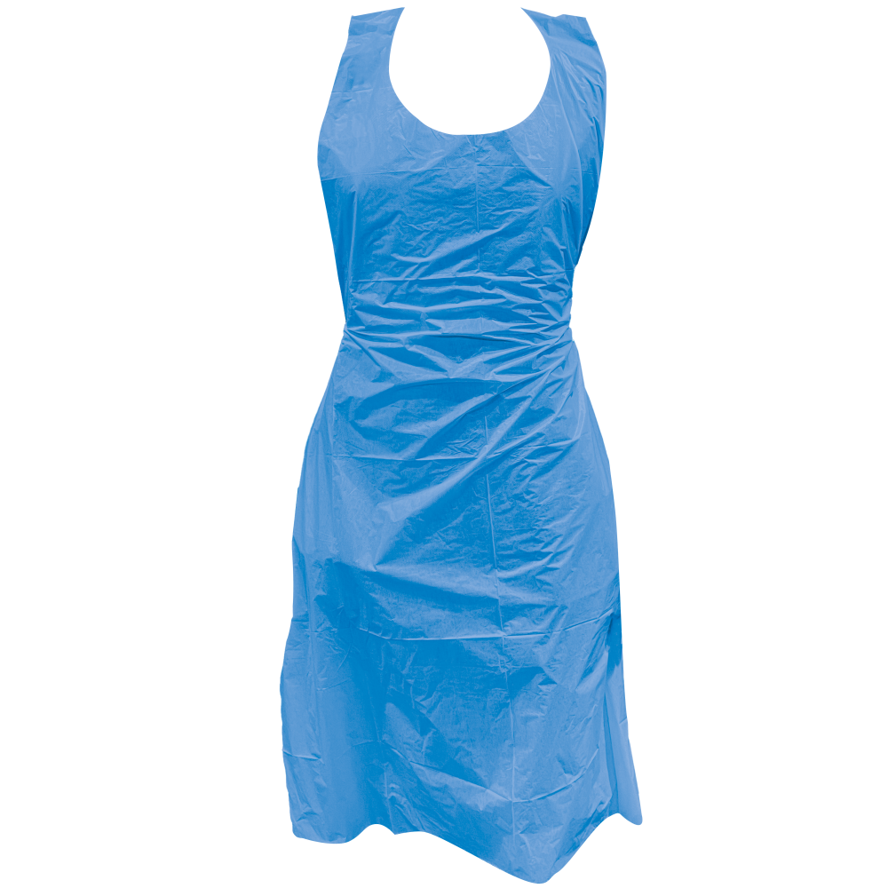 Schort PE Blauw 20mu 125x80cm zak 100 st