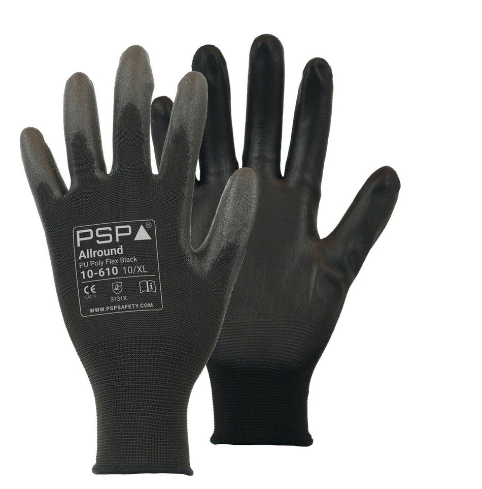 10-610 PU Zwart Werkhandschoen € 0,75 per paar (minimaal per 12 paar)