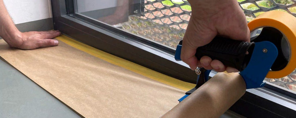 DS - 500 Handmaskeerpapierdispenser metaal blauw (incl. 30 - cm mes) - Duopro.nl