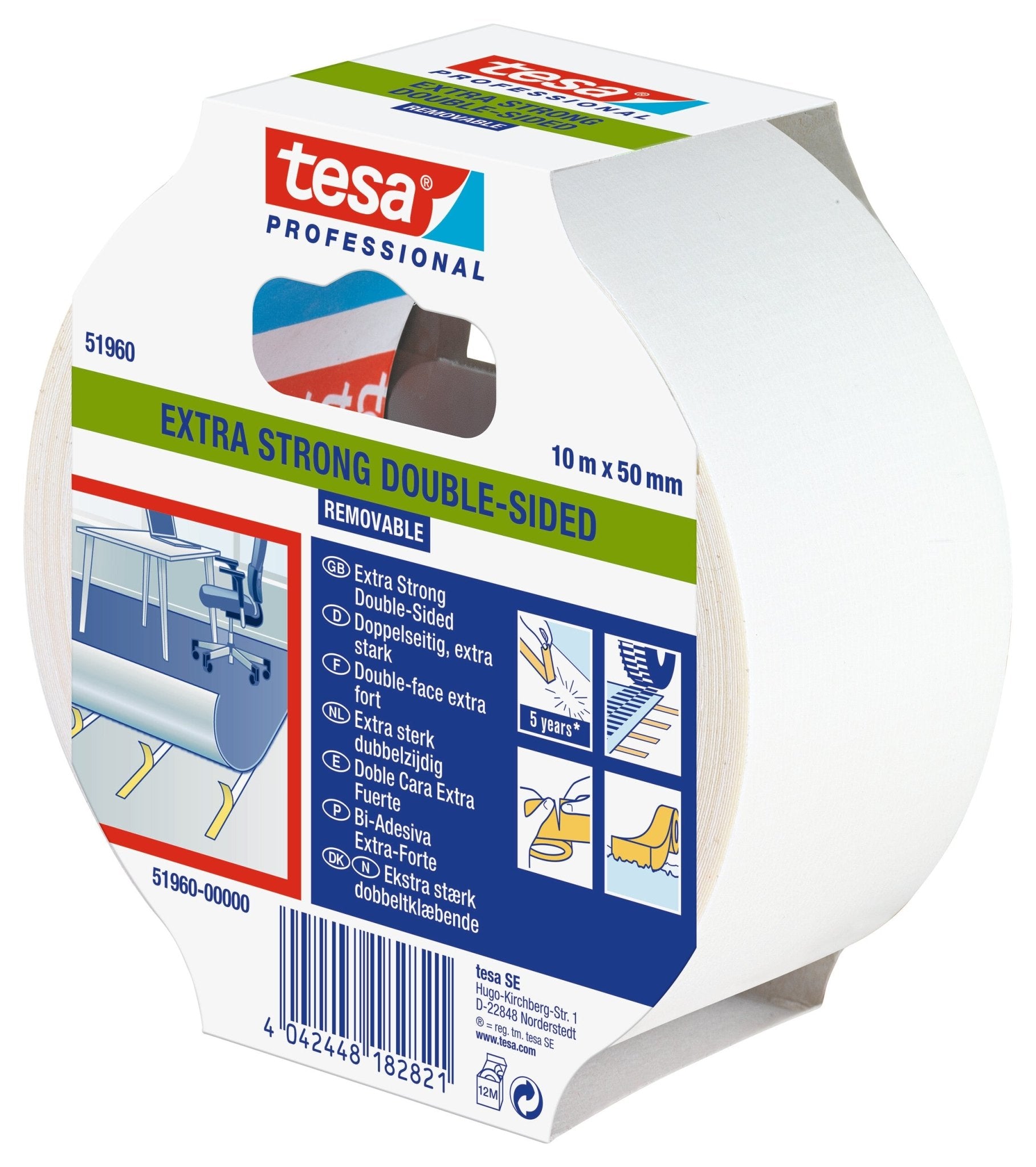 tesa® Professional 65532CTP Dubbelzijdige tapijttape voor professionele gebruikers (verwijderbaar) - Duopro.nl