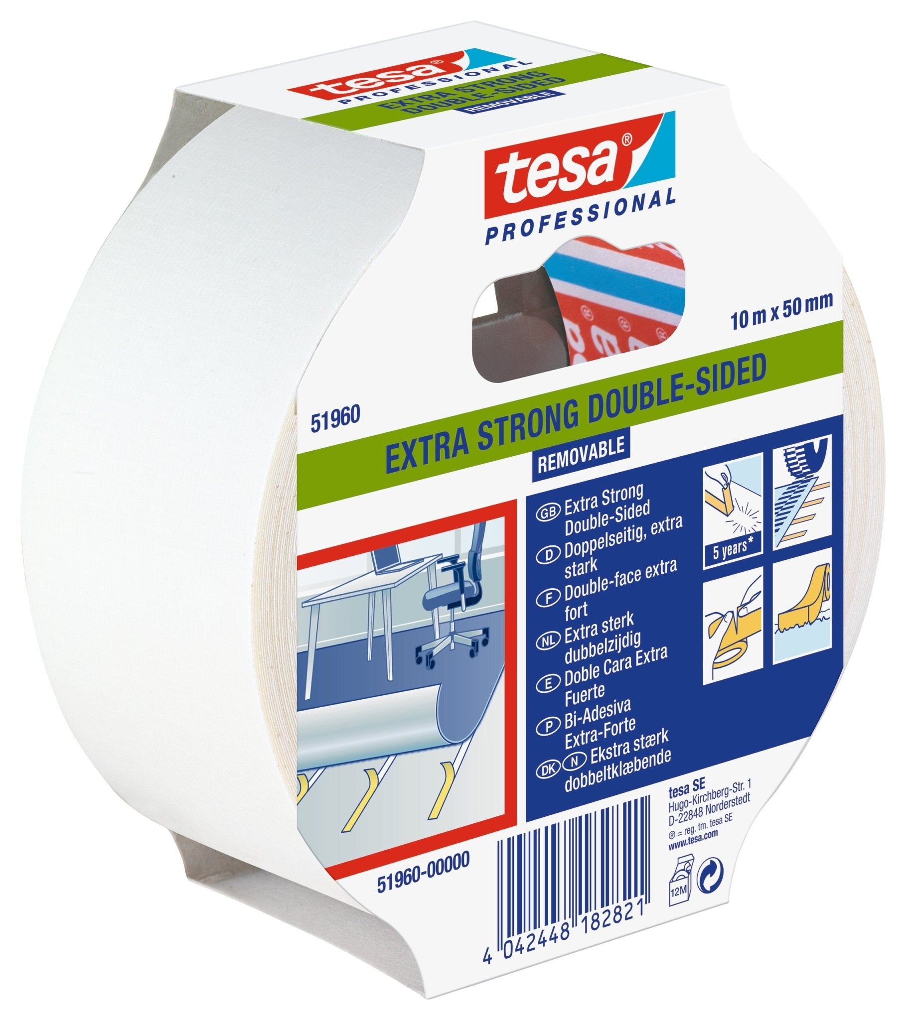 tesa® Professional 65532CTP Dubbelzijdige tapijttape voor professionele gebruikers (verwijderbaar) - Duopro.nl